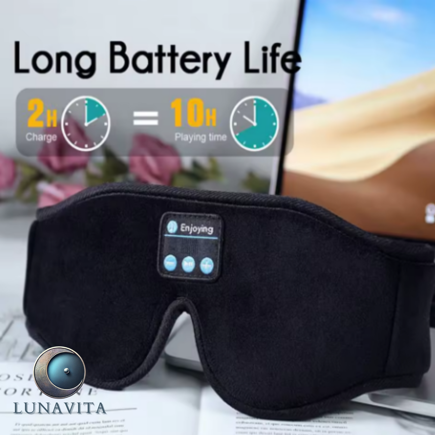 LunaVita SleepSound Mask – Bluetooth Eye Mask for Deep Relaxation